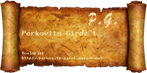 Perkovits Girót névjegykártya